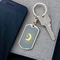 Celestial Half Moon Keychain Stainless Steel or 18k Gold Dog Tag Keyring-Express Your Love Gifts