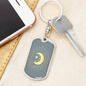 Celestial Half Moon Keychain Stainless Steel or 18k Gold Dog Tag Keyring-Express Your Love Gifts
