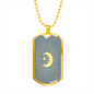 Celestial Half Moon Necklace Stainless Steel or 18k Gold Dog Tag 24" Chain-Express Your Love Gifts