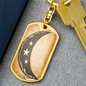 Celestial Half Moon Stars Keychain Stainless Steel or 18k Gold Dog Tag Keyring-Express Your Love Gifts