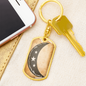 Celestial Half Moon Stars Keychain Stainless Steel or 18k Gold Dog Tag Keyring-Express Your Love Gifts