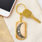 Celestial Half Moon Stars Keychain Stainless Steel or 18k Gold Dog Tag Keyring-Express Your Love Gifts