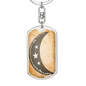 Celestial Half Moon Stars Keychain Stainless Steel or 18k Gold Dog Tag Keyring-Express Your Love Gifts
