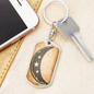 Celestial Half Moon Stars Keychain Stainless Steel or 18k Gold Dog Tag Keyring-Express Your Love Gifts