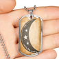 Celestial Half Moon Stars Necklace Stainless Steel or 18k Gold Dog Tag 24" Chain-Express Your Love Gifts