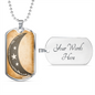 Celestial Half Moon Stars Necklace Stainless Steel or 18k Gold Dog Tag 24" Chain-Express Your Love Gifts