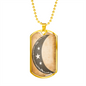 Celestial Half Moon Stars Necklace Stainless Steel or 18k Gold Dog Tag 24" Chain-Express Your Love Gifts