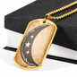 Celestial Half Moon Stars Necklace Stainless Steel or 18k Gold Dog Tag 24" Chain-Express Your Love Gifts