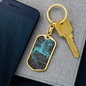 Celestial Leo Keychain Stainless Steel or 18k Gold Dog Tag Keyring-Express Your Love Gifts