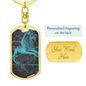 Celestial Leo Keychain Stainless Steel or 18k Gold Dog Tag Keyring-Express Your Love Gifts