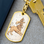 Celestial Lion Keychain Stainless Steel or 18k Gold Dog Tag Keyring-Express Your Love Gifts