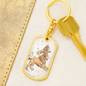 Celestial Lion Keychain Stainless Steel or 18k Gold Dog Tag Keyring-Express Your Love Gifts
