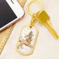 Celestial Lion Keychain Stainless Steel or 18k Gold Dog Tag Keyring-Express Your Love Gifts