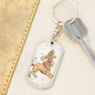 Celestial Lion Keychain Stainless Steel or 18k Gold Dog Tag Keyring-Express Your Love Gifts