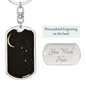 Celestial Moon & Stars Keychain Stainless Steel or 18k Gold Dog Tag Keyring-Express Your Love Gifts