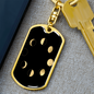 Celestial Moon Phases Keychain Stainless Steel or 18k Gold Dog Tag Keyring-Express Your Love Gifts