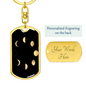 Celestial Moon Phases Keychain Stainless Steel or 18k Gold Dog Tag Keyring-Express Your Love Gifts