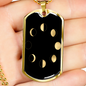 Celestial Moon Phases Necklace Stainless Steel or 18k Gold Dog Tag 24" Chain-Express Your Love Gifts