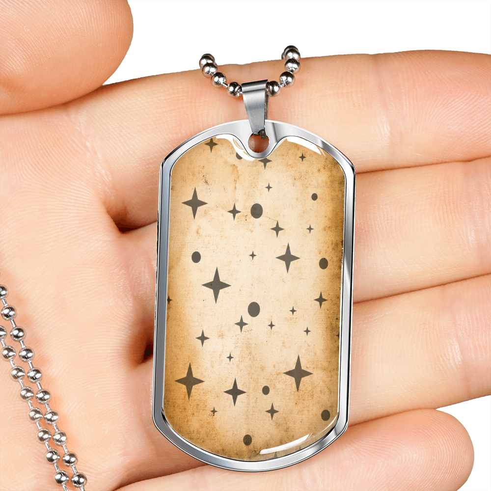 Celestial Moonstars Necklace Stainless Steel or 18k Gold Dog Tag 24" Chain-Express Your Love Gifts