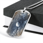 Celestial Planet Necklace Stainless Steel or 18k Gold Dog Tag 24" Chain-Express Your Love Gifts