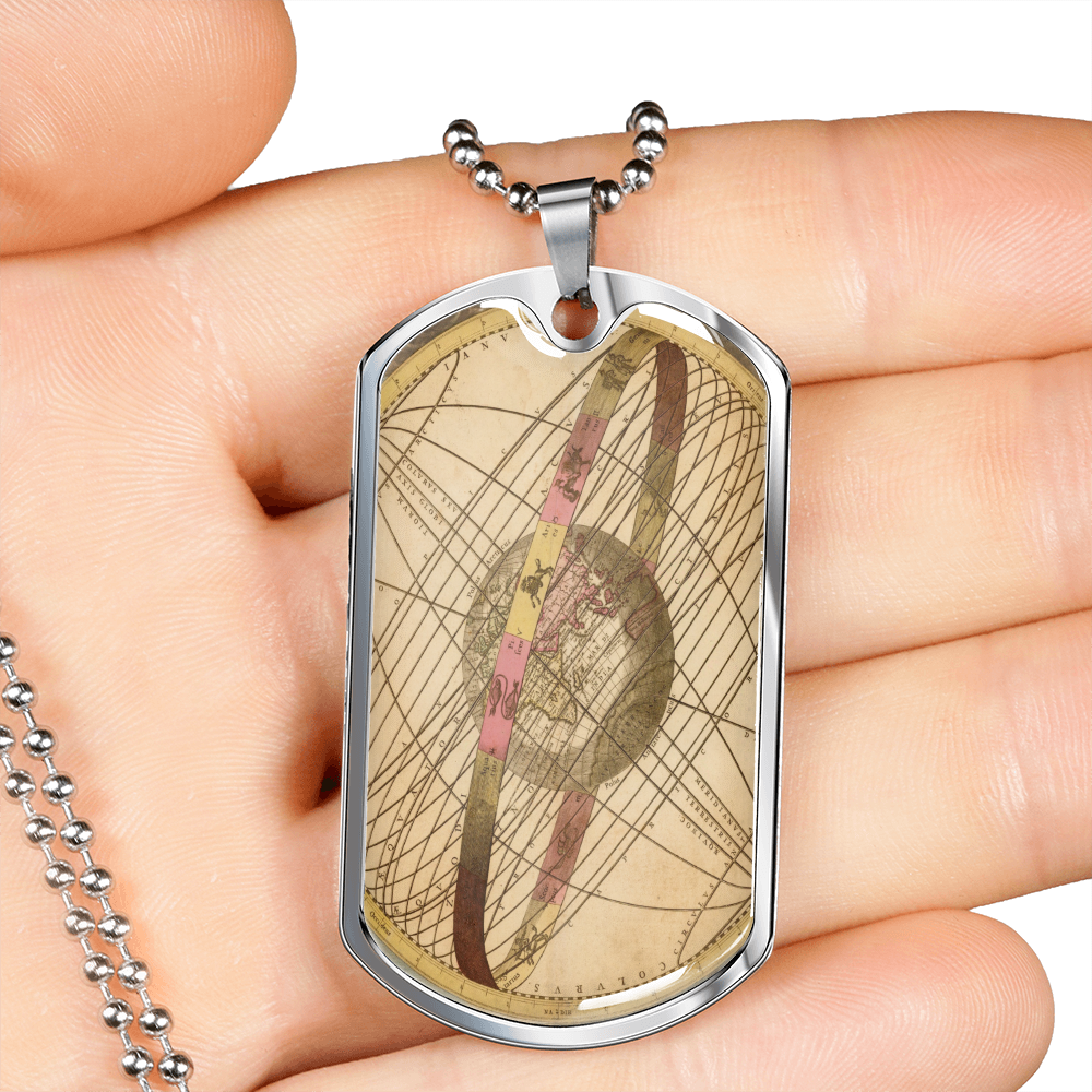Celestial Planet Ring Planet Necklace Stainless Steel or 18k Gold Dog Tag 24" Chain-Express Your Love Gifts
