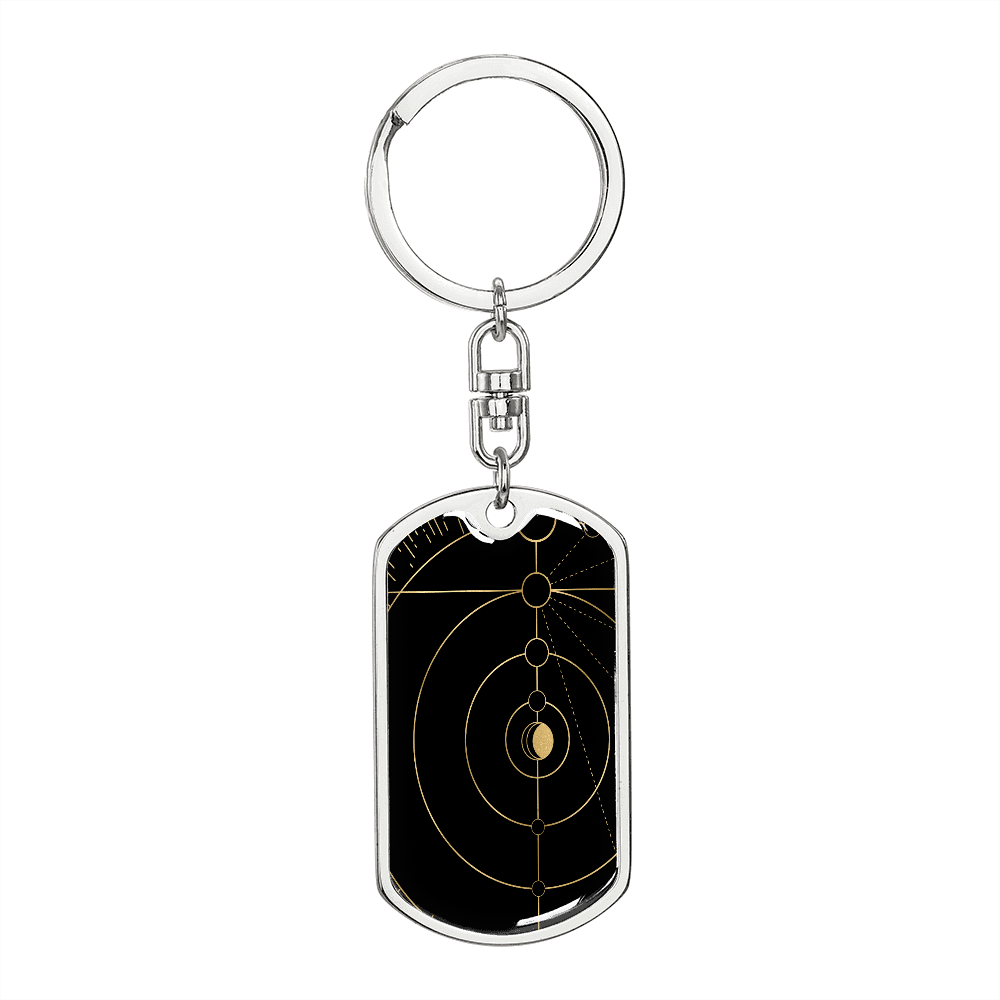 Celestial Planets Keychain Stainless Steel or 18k Gold Dog Tag Keyring-Express Your Love Gifts