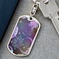 Celestial Purple Galaxy Keychain Stainless Steel or 18k Gold Dog Tag Keyring-Express Your Love Gifts
