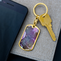 Celestial Purple Galaxy Keychain Stainless Steel or 18k Gold Dog Tag Keyring-Express Your Love Gifts