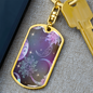 Celestial Purple Galaxy Keychain Stainless Steel or 18k Gold Dog Tag Keyring-Express Your Love Gifts