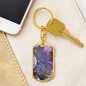Celestial Purple Galaxy Keychain Stainless Steel or 18k Gold Dog Tag Keyring-Express Your Love Gifts