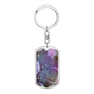 Celestial Purple Galaxy Keychain Stainless Steel or 18k Gold Dog Tag Keyring-Express Your Love Gifts