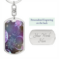 Celestial Purple Galaxy Keychain Stainless Steel or 18k Gold Dog Tag Keyring-Express Your Love Gifts