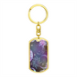 Celestial Purple Galaxy Keychain Stainless Steel or 18k Gold Dog Tag Keyring-Express Your Love Gifts