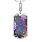 Celestial Purple Galaxy Keychain Stainless Steel or 18k Gold Dog Tag Keyring-Express Your Love Gifts