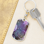 Celestial Purple Galaxy Keychain Stainless Steel or 18k Gold Dog Tag Keyring-Express Your Love Gifts