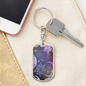 Celestial Purple Galaxy Keychain Stainless Steel or 18k Gold Dog Tag Keyring-Express Your Love Gifts