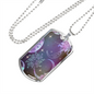 Celestial Purple Galaxy Necklace Stainless Steel or 18k Gold Dog Tag 24" Chain-Express Your Love Gifts