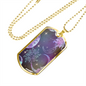 Celestial Purple Galaxy Necklace Stainless Steel or 18k Gold Dog Tag 24" Chain-Express Your Love Gifts