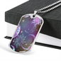 Celestial Purple Galaxy Necklace Stainless Steel or 18k Gold Dog Tag 24" Chain-Express Your Love Gifts