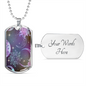 Celestial Purple Galaxy Necklace Stainless Steel or 18k Gold Dog Tag 24" Chain-Express Your Love Gifts