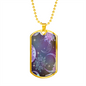 Celestial Purple Galaxy Necklace Stainless Steel or 18k Gold Dog Tag 24" Chain-Express Your Love Gifts