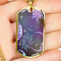 Celestial Purple Galaxy Necklace Stainless Steel or 18k Gold Dog Tag 24" Chain-Express Your Love Gifts