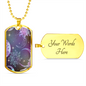 Celestial Purple Galaxy Necklace Stainless Steel or 18k Gold Dog Tag 24" Chain-Express Your Love Gifts