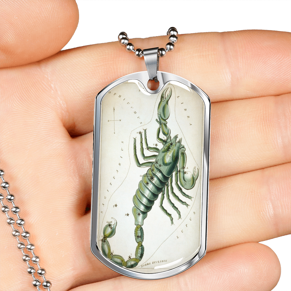 Celestial Scorpion Necklace Stainless Steel or 18k Gold Dog Tag 24" Chain-Express Your Love Gifts