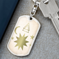 Celestial Stars and Moon Keychain Stainless Steel or 18k Gold Dog Tag Keyring-Express Your Love Gifts