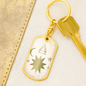 Celestial Stars and Moon Keychain Stainless Steel or 18k Gold Dog Tag Keyring-Express Your Love Gifts