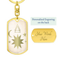 Celestial Stars and Moon Keychain Stainless Steel or 18k Gold Dog Tag Keyring-Express Your Love Gifts