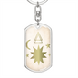 Celestial Stars and Moon Keychain Stainless Steel or 18k Gold Dog Tag Keyring-Express Your Love Gifts