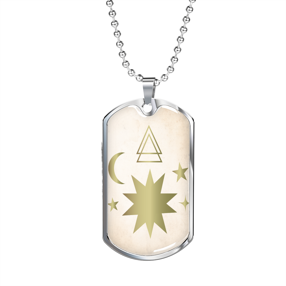 Celestial Stars and Moon Necklace Stainless Steel or 18k Gold Dog Tag 24" Chain-Express Your Love Gifts