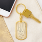 Celestial Stars Beige Keychain Stainless Steel or 18k Gold Dog Tag Keyring-Express Your Love Gifts
